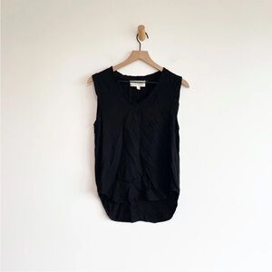 Cloth and Stone Women's V Neck Tank Top High Low Hem Line Black Small